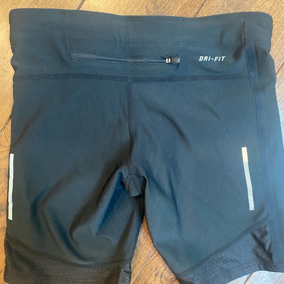 Nike running bike shorts black XS zipper pocket reflective stripes drawstring - Picture 3 of 4